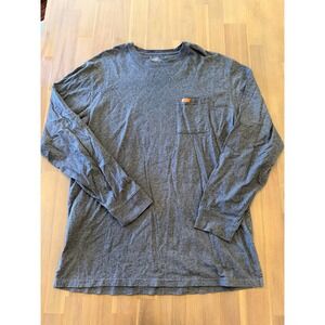 Pendleton Mens XXL Long Sleeve Pocket T-Shirt Charcoal Gray Cotton Leather Patch